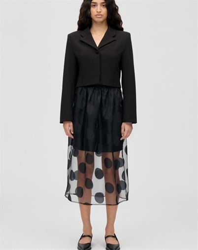 Stine Goya - Elasticated Waistband Midi Nederdel - Dotted Black